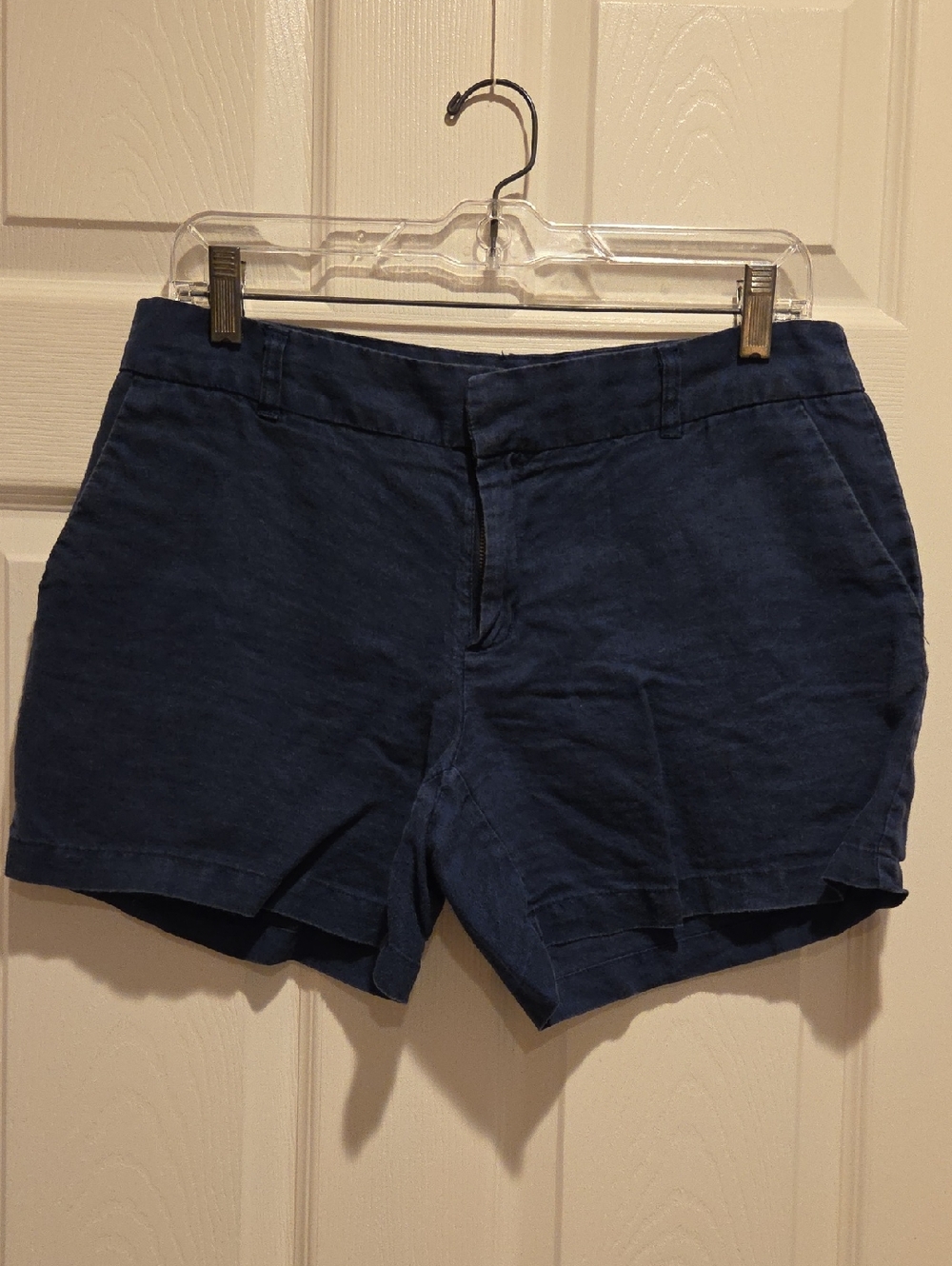 Navy Blue Midrise Linen Shorts